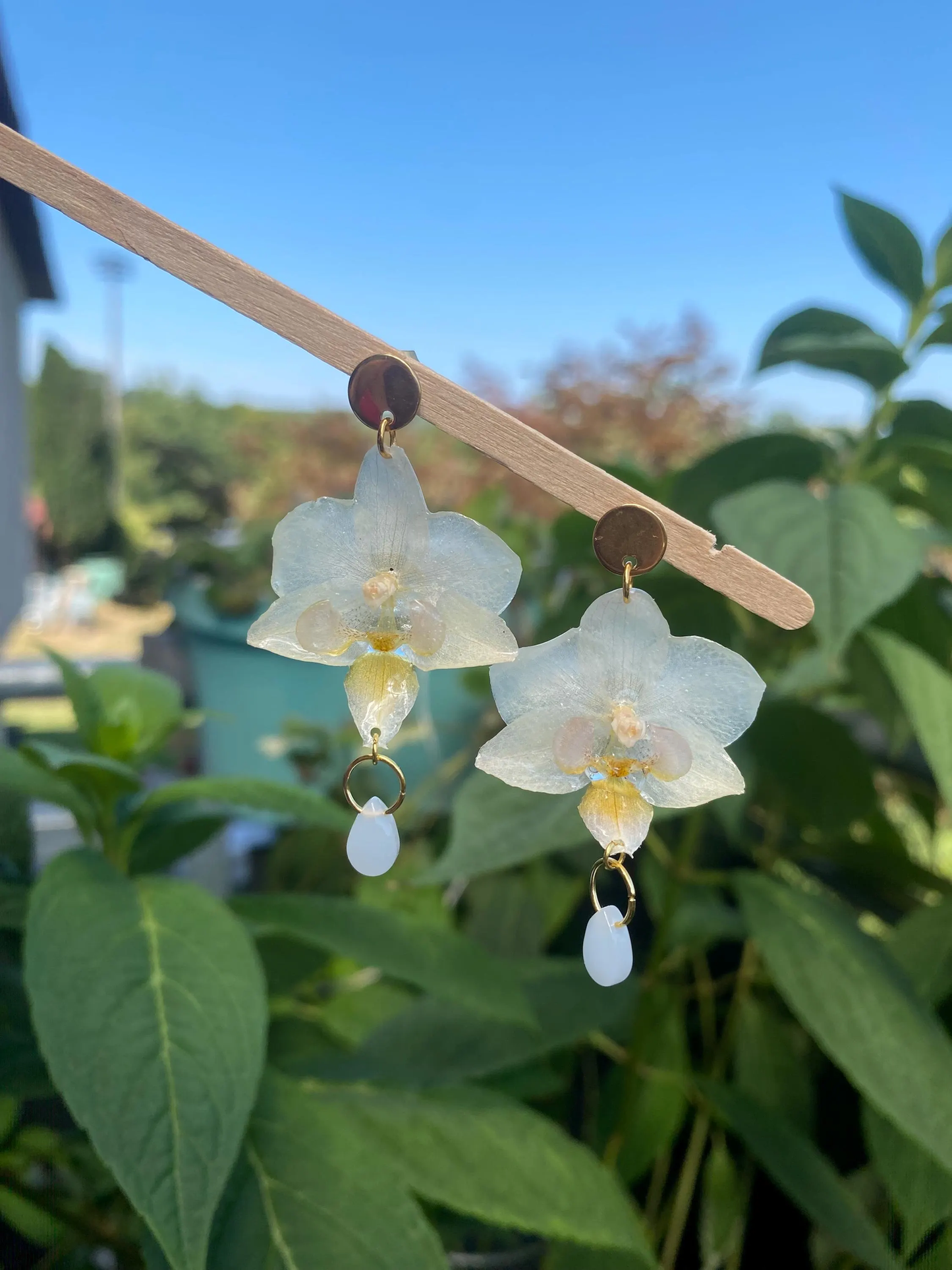 Mini Weiße Orchideen Ohrstecker Ohrringe Edelstahl 18k