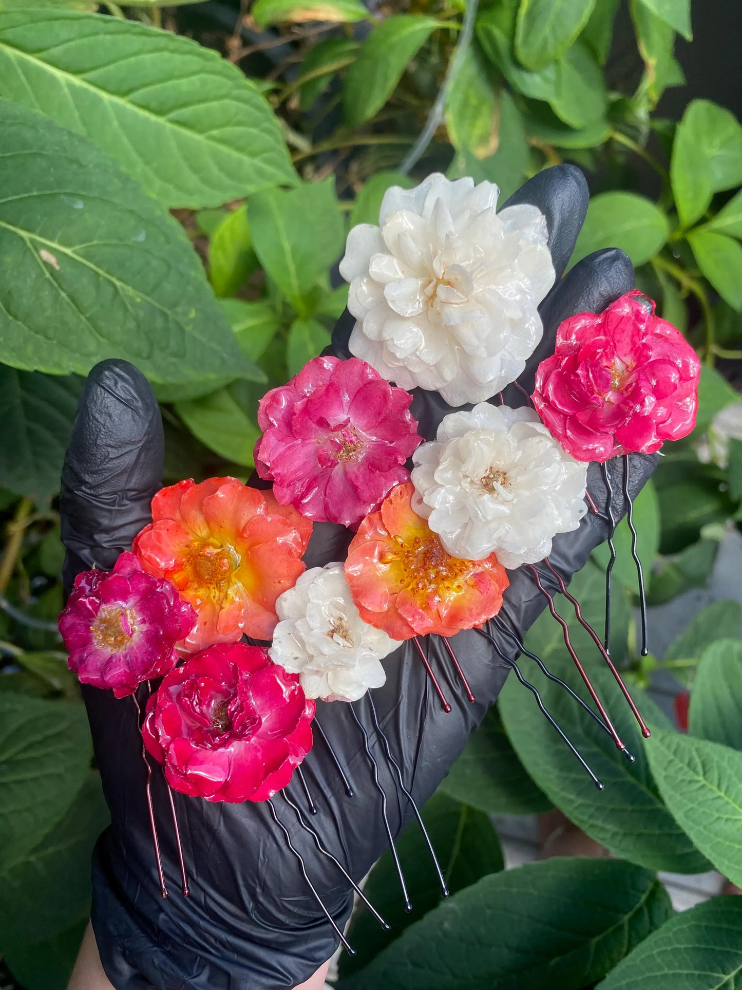 Blau Rosa Orange Weißer Rosen Haarpin Haarstecker Haarkamm Haarschmuck