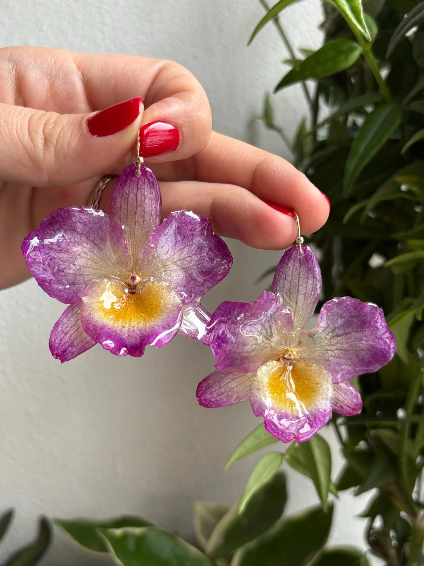 Transparente Gelb Rosa Pinke Dendrobium Nobile Orchideen Ohrringe 18k Edelstahl