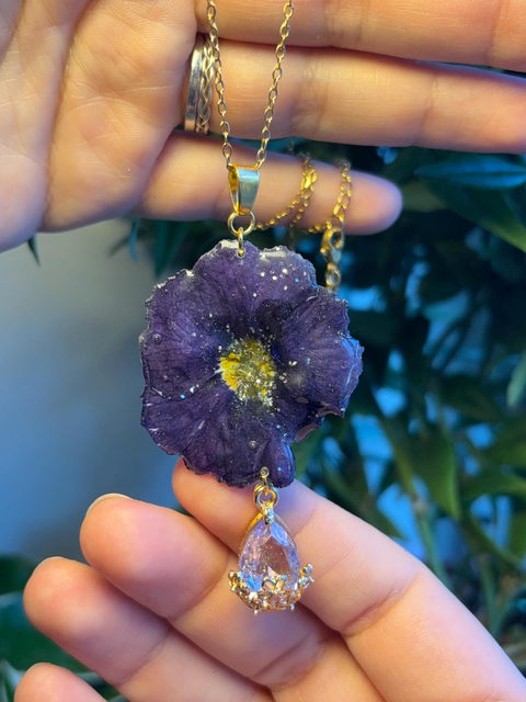 Dark Purple Purple Yellow Orange White Transparent Primrose Necklace Stainless Steel Stars Moon