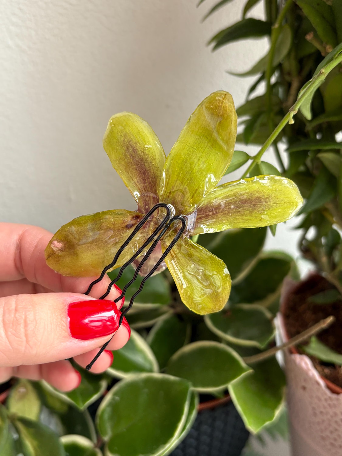 Light Green Cymbidium Orchid Hair Pin Hair Accessory