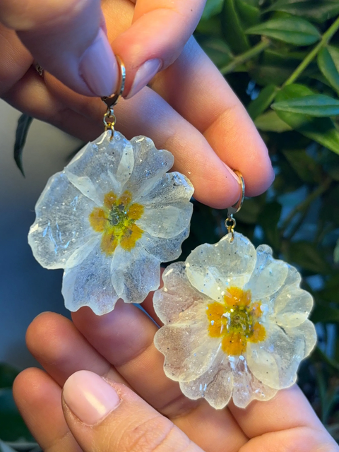 Gelb Orange Weiß Lila Primel Ohrringe Edelstahl Sonne Mond Sterne