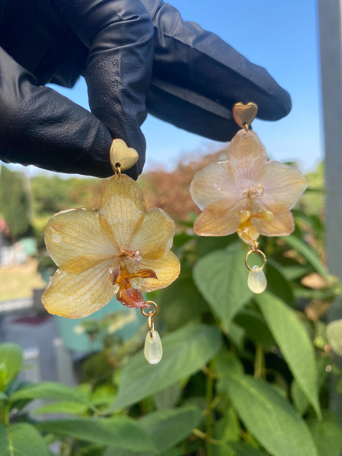 Small Light Yellow Orchid Stud Earrings