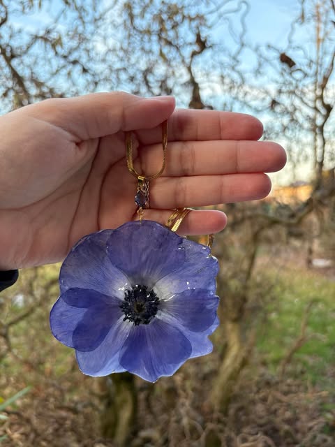 Syrian Blue Purple Hibiscus Earrings Studs Stainless Steel Butterfly Fairy Tale