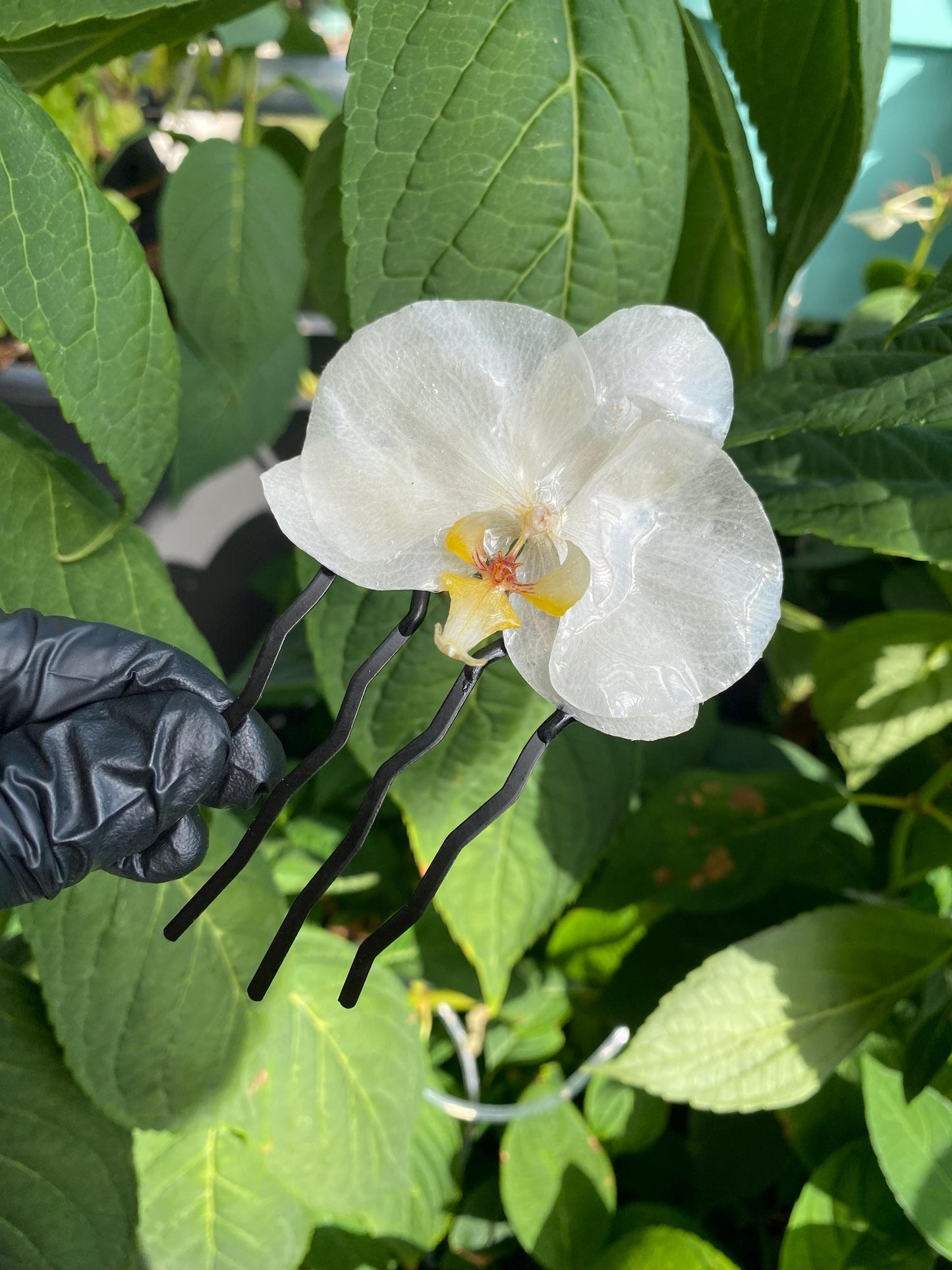 Weiß Gelber Orchideen Haarstecker Haarkamm Haarschmuck