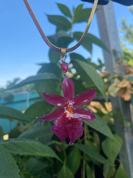 Red Cambria Oncidium Orchid Necklace