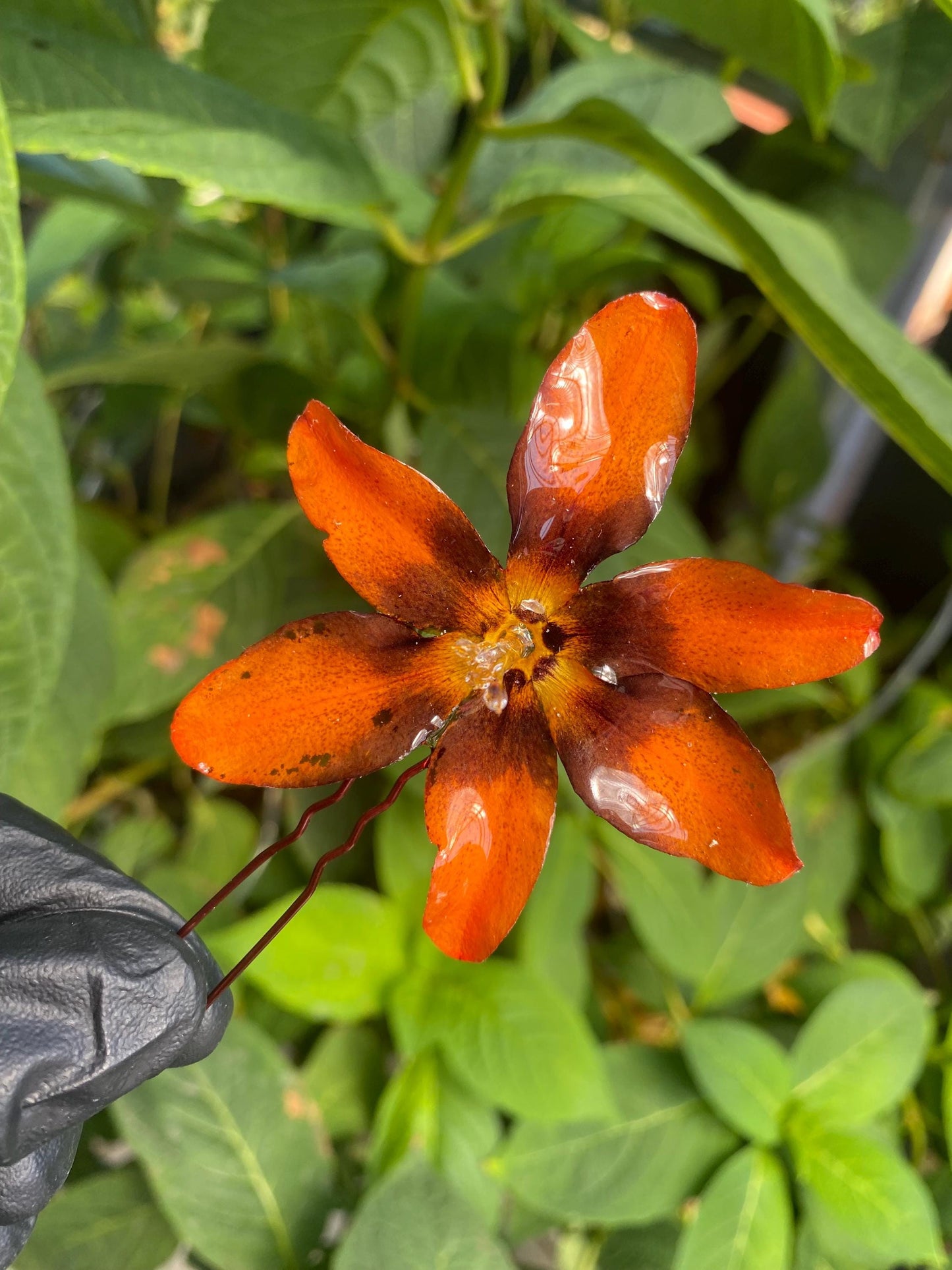 Orange Gelbe Monbretie Haarpin Haarstecker Haarkamm Haarschmuck