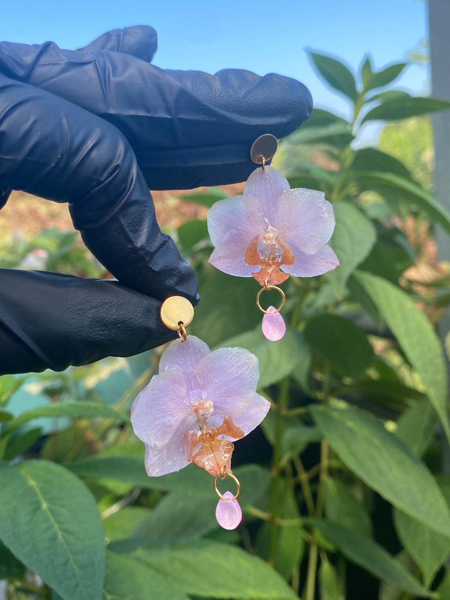 Mini Light Pink Orchid Stud Earrings