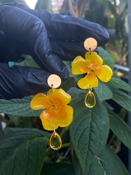 Gelbe Mohn Kalifornischer Kappenmohn Goldmohn Ohrringe Ohrstecker Edelstahl