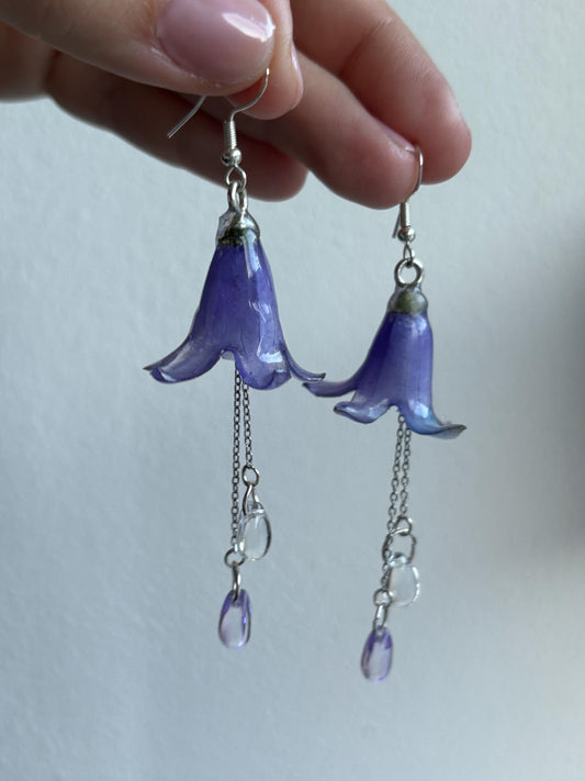 Purple Bellflower Earrings 925 Silver Fairies Fairytale Mystery