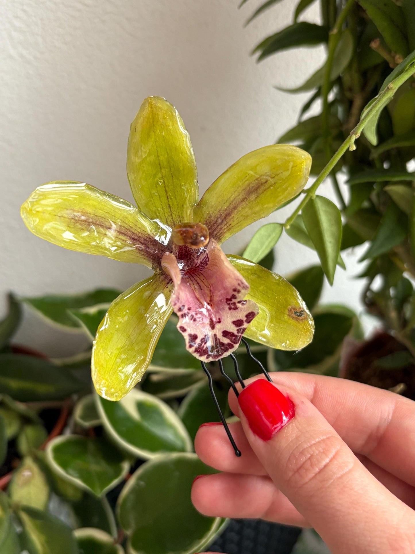 Light Green Cymbidium Orchid Hair Pin Hair Accessory