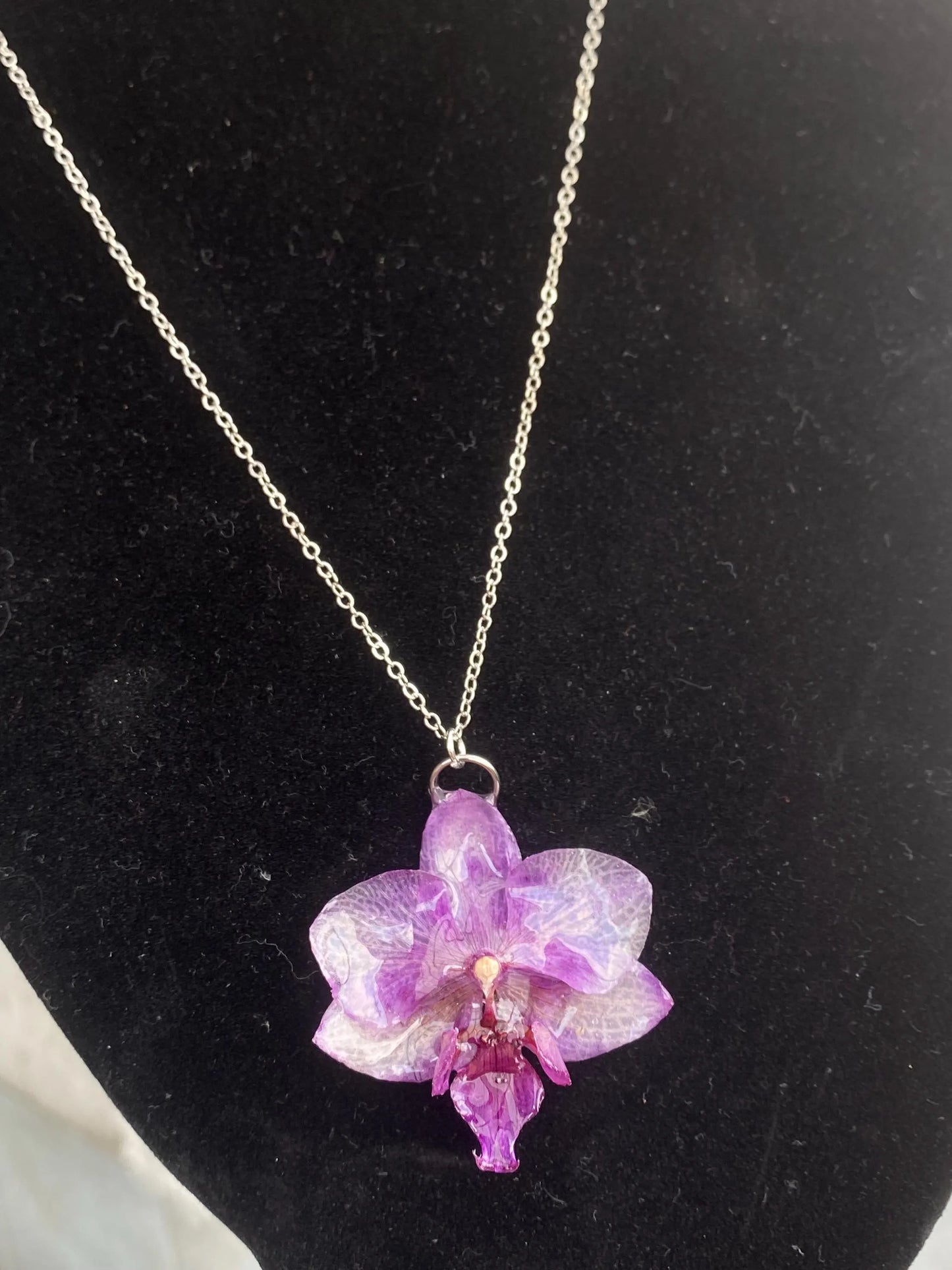 Small Dark Purple Moon Orchid Necklace